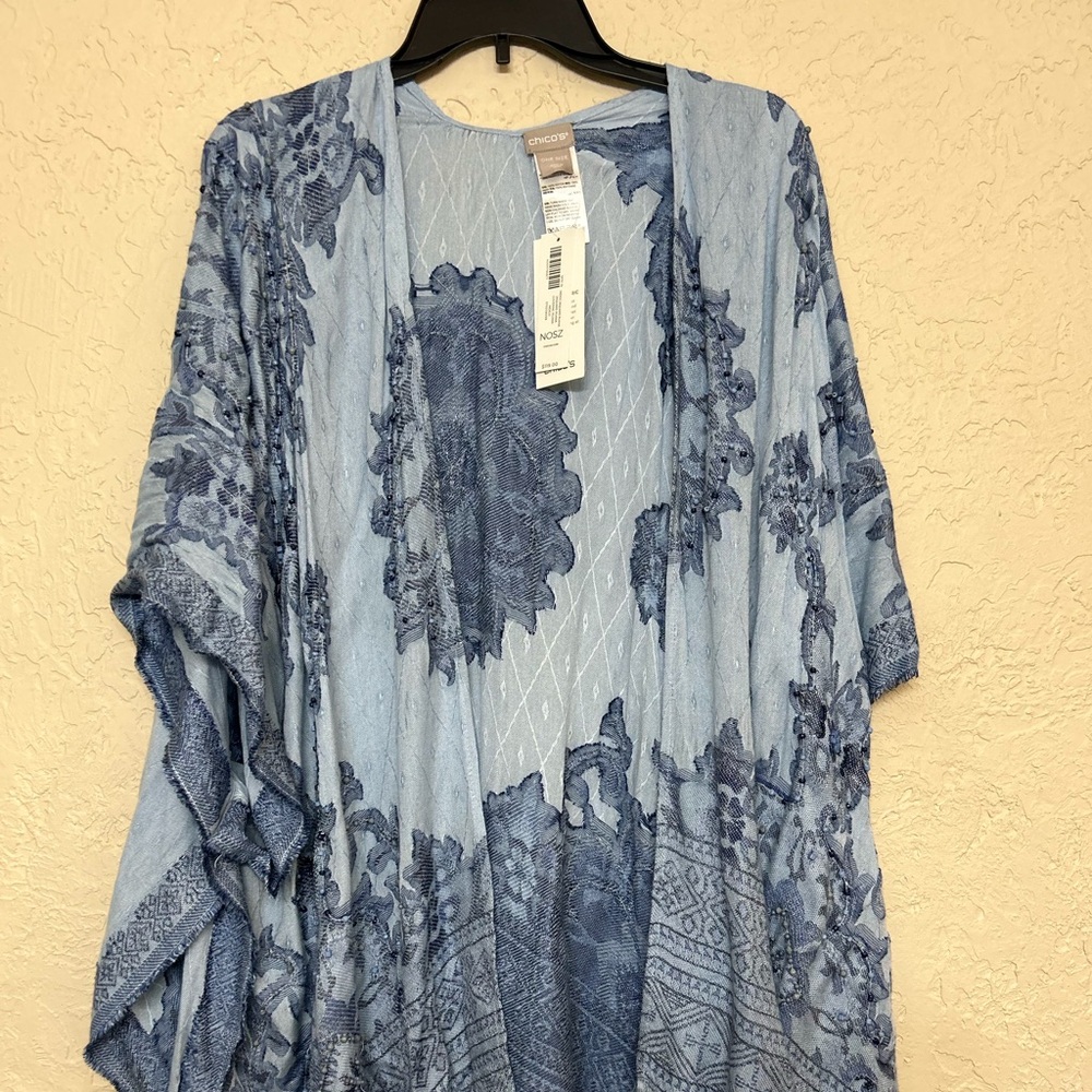 Chico’s poncho wrap paisley beaded.  New with tags